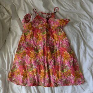 Tropical print ruffle halter tie maxi dress // 6x // great condition!